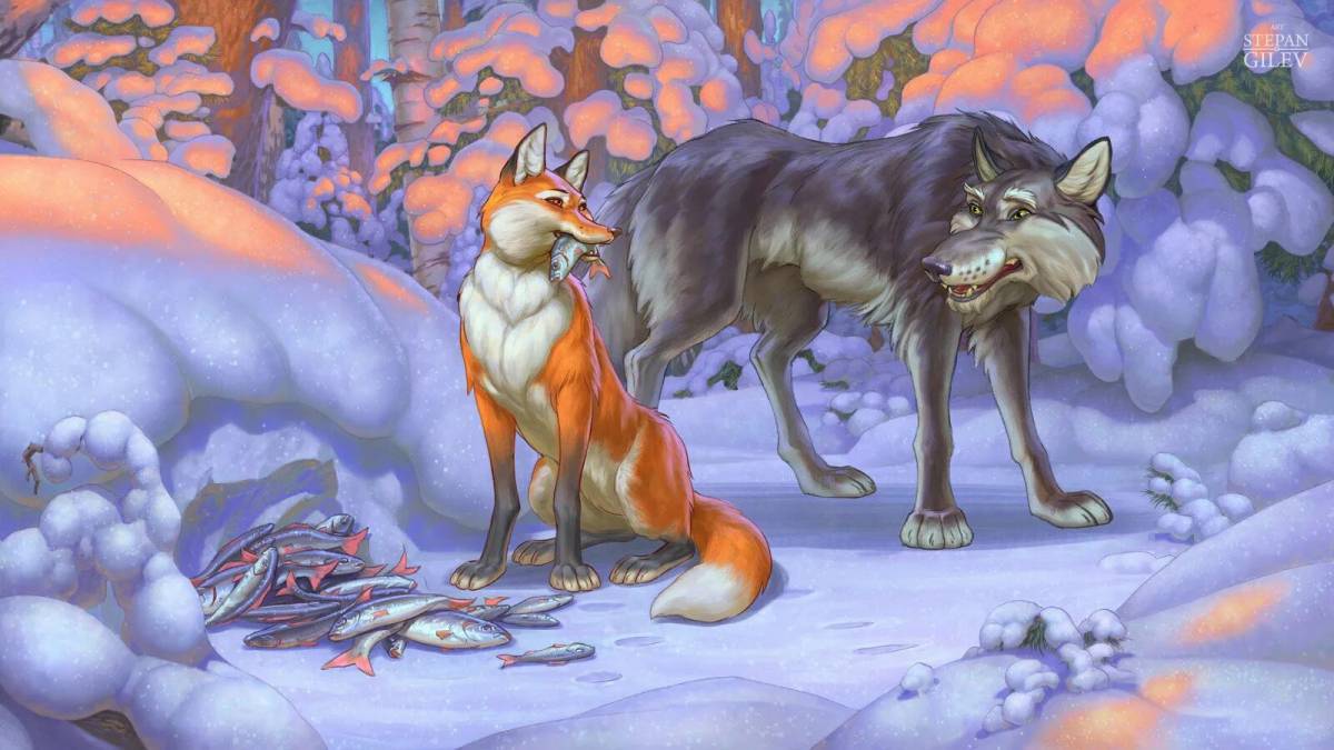 Лиса и волк для детей #34