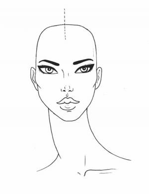 Раскраска лицо девушки для макияжа без волос #7 #372248