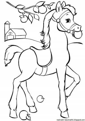 Раскраска лошадка для детей 4 5 лет #10 #374682