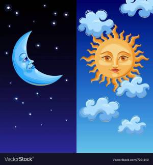 Раскраска луна и солнце для детей #16 #375636