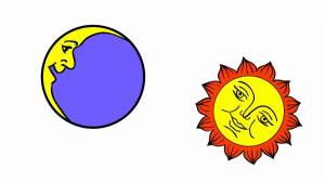 Раскраска луна и солнце для детей #17 #375637
