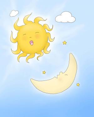 Раскраска луна и солнце для детей #24 #375644