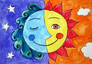 Раскраска луна и солнце для детей #25 #375645