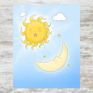 Раскраска луна и солнце для детей #27 #375647