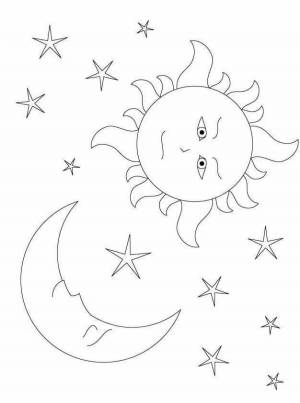 Раскраска луна и солнце для детей #31 #375651
