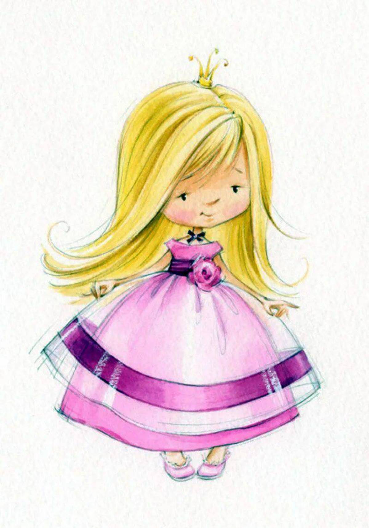 Розовая нарисованная девочка. Лиа Селина принцессы. Принцессы Марины Федотовой.