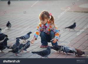 Раскраска мальчик кормит голубей #1 #381385