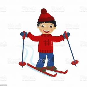 Раскраска мальчик на лыжах #3 #381490