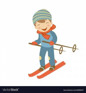 Раскраска мальчик на лыжах #6 #381493