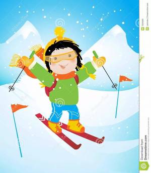 Раскраска мальчик на лыжах #9 #381496