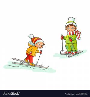 Раскраска мальчик на лыжах #12 #381499