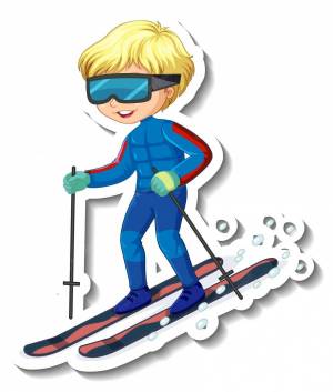 Раскраска мальчик на лыжах #17 #381504