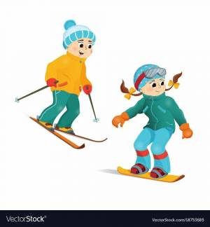 Раскраска мальчик на лыжах #25 #381512