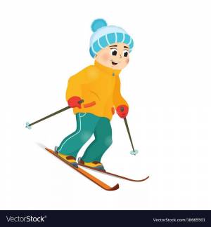 Раскраска мальчик на лыжах #34 #381521