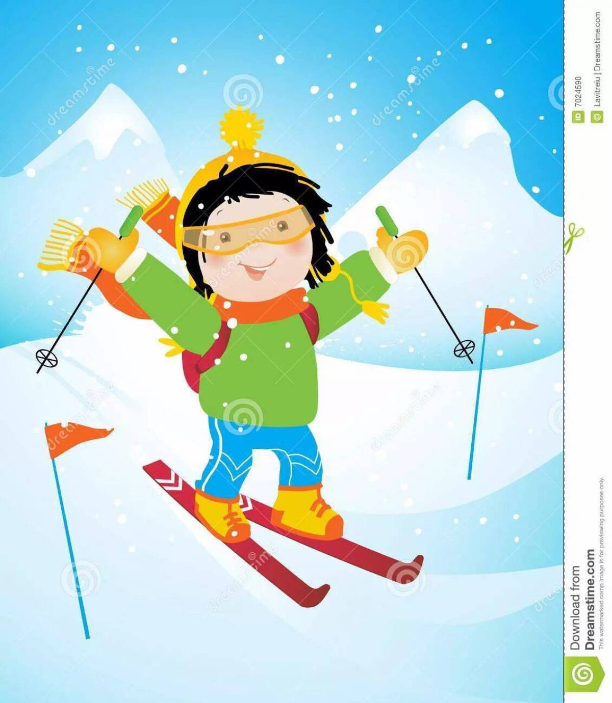Мальчик на лыжах #9