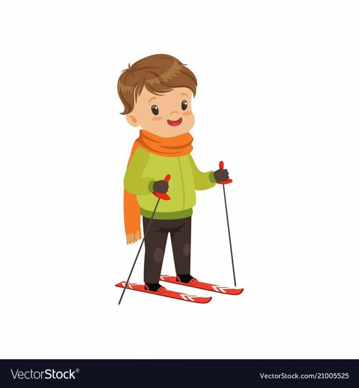 Мальчик на лыжах #14