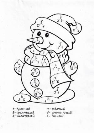 Раскраска математическая снеговик #39 #386180