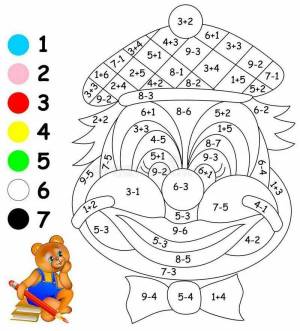 Раскраска математические новогодние 1 класс с примерами в пределах 10 #16 #387061