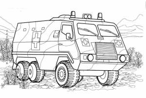 Раскраска машина военная для детей #15 #388137