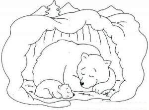 Раскраска медведь в берлоге зимой для детей #33 #392279