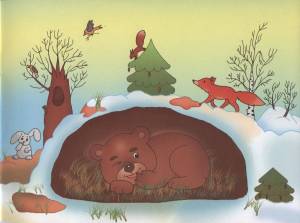 Раскраска медведь в берлоге зимой для детей #34 #392280