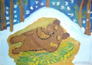 Раскраска медведь спит в берлоге для детей #27 #392718