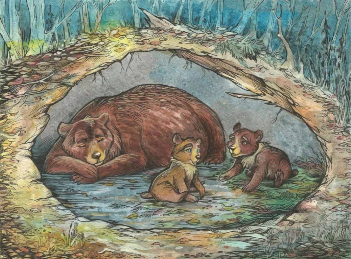 Медведь в берлоге зимой для детей #26